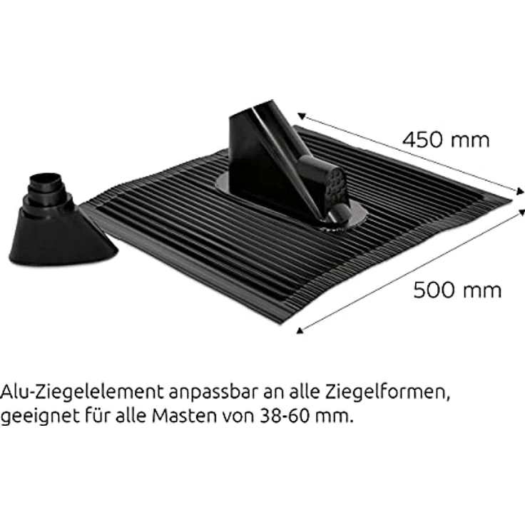 TechniSat Alu Dachziegel Set (mit Gummitülle zur wasserdichten Mast- und Kabeldurchführung 450 x 500mm) schwarz – Bild 4