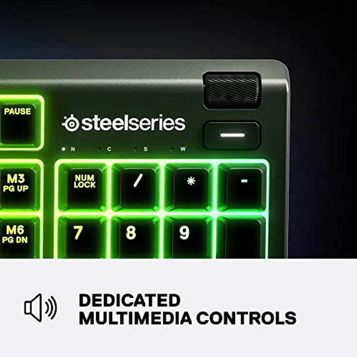 SteelSeries Apex 3 RGB Gaming Tastatur 10-Zonen RGB Beleuchtung IP32 Wasserabweisend Premium Magnetische Handgelenkauflage 64812 flüsterleise fühlbar & geräuschlos – Bild 4