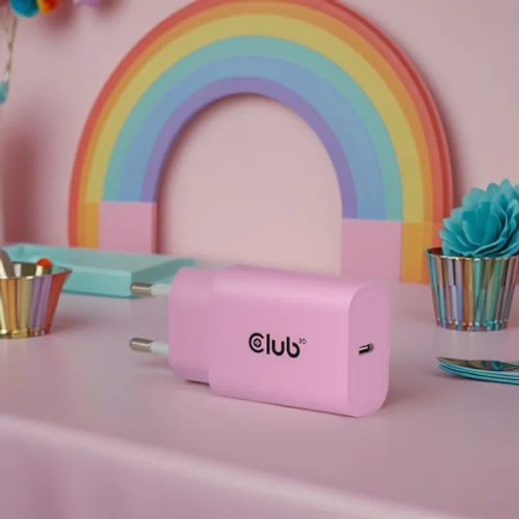 Club 3D Club3D Lifestyle Ladegerät USB-C, 30Watt, 2x Anschlüsse, pink, kompakte Bauweise – Bild 5