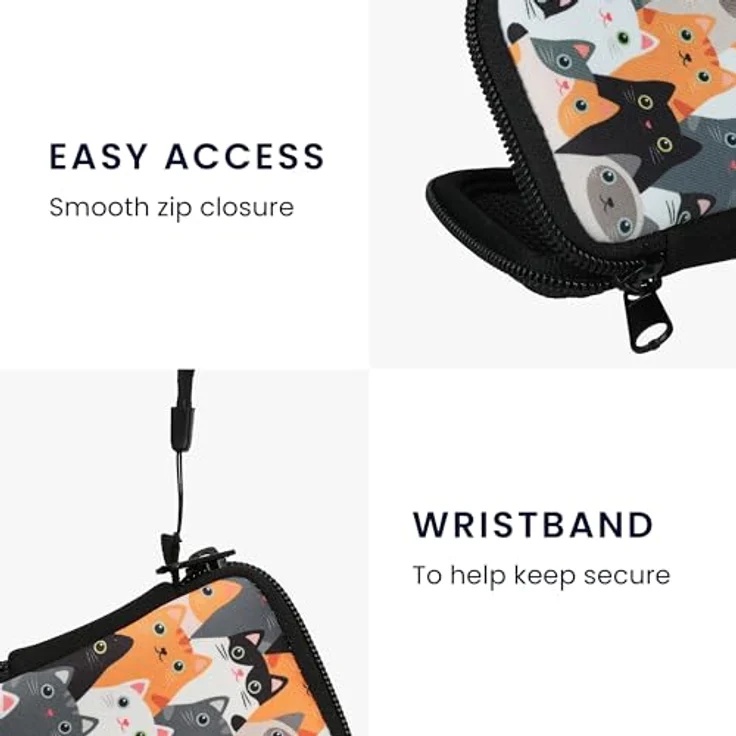 kwmobile In-Ear Kopfhörer Tasche - Neopren Cover Case - 6 x 9 cm - Orange Schwarz Weiß – Bild 4
