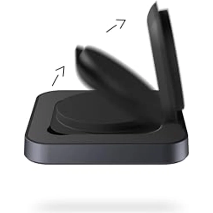 ZENS Magnetic Aluminium konvertibles kabelloses Ladegerät kompatibel mit MagSafe (15 Watt, Qi/MFi-zertifiziert, Netzteil mit Kabel inklusive) Schwarz – Bild 5