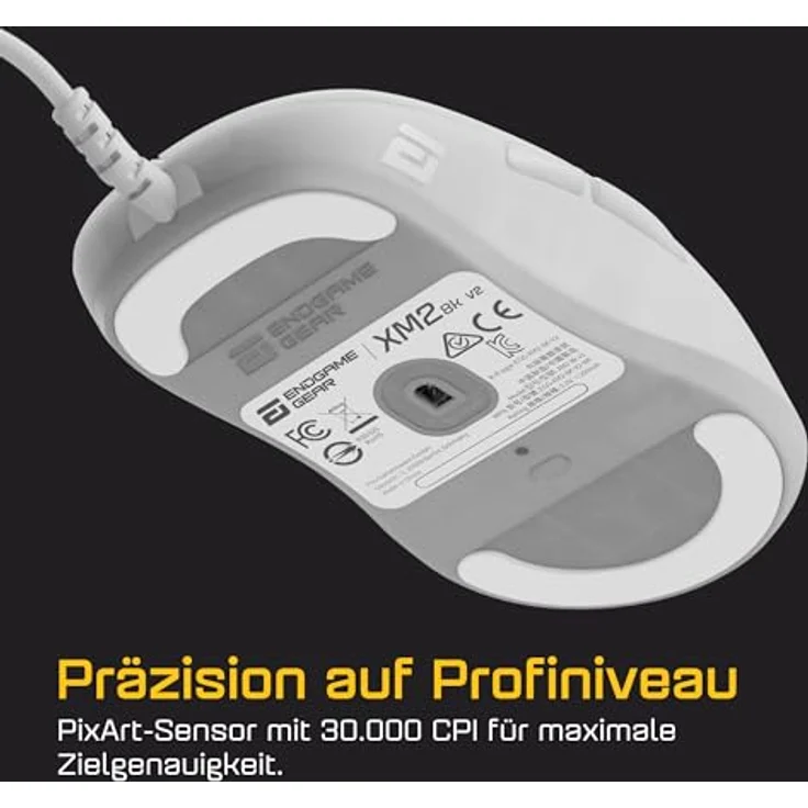 Endgame Gear XM2 8k v2 Gaming-Maus, kabelgebunden, 8.000 Hz Polling-Rate, ultraleicht mit 52 g, White Frost – Bild 3