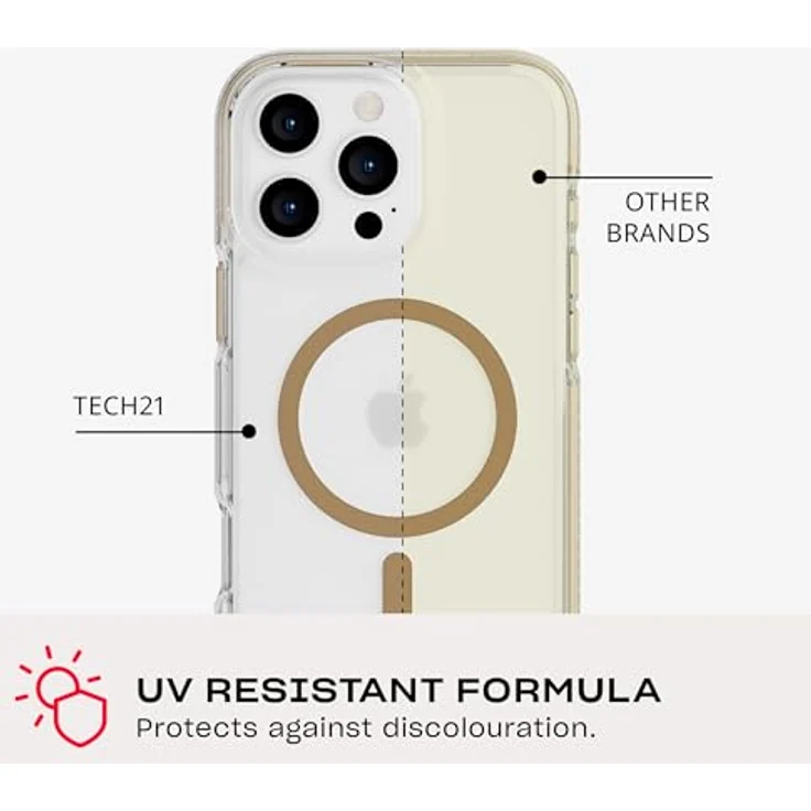 tech21 EvoCrystal für iPhone 16 Pro Max - Aufprallschutz Hülle 15x nach Militärstandard getestet - MagSafe-kompatibel - Gold – Bild 5