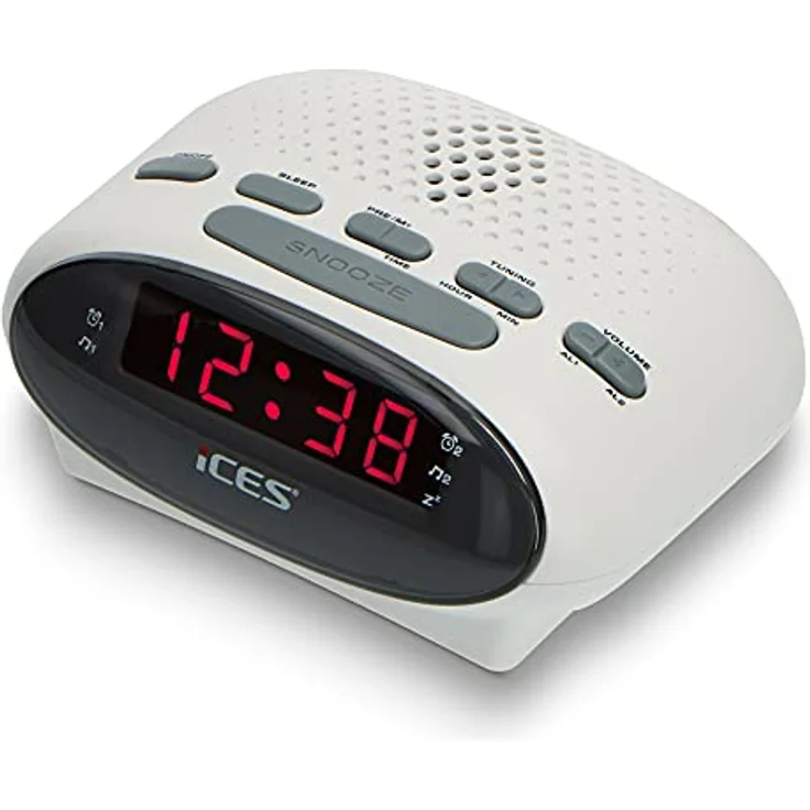 iS ICR-210 Uhrenradio (2X Weckzeiten, Schlummerfunktion, Sleeptimer) weiß – Bild 2