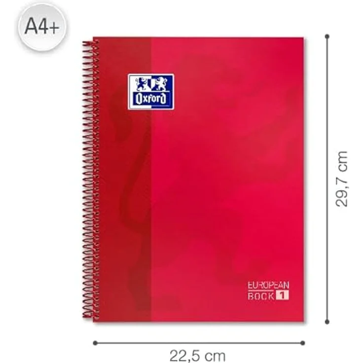 OXFORD Collegeblock European Book 1, DIN A4+ kariert, 80 Blatt, rot, mit Hard-Cover und digitalisierbaren Notizen – Bild 4
