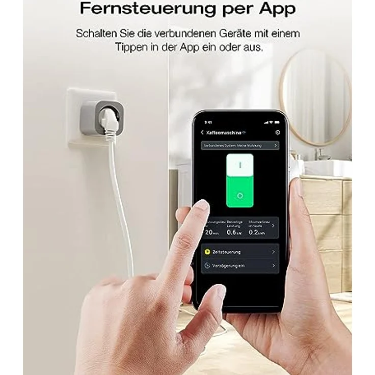 EcoFlow Smart Plug, WLAN-Steckdose, Überwachung des Stromverbrauchs & automatische Energiezuweisung, Fernsteuerung per App & Sprachsteuerung, 5011401002, EFA-SmartPlug-EU – Bild 2