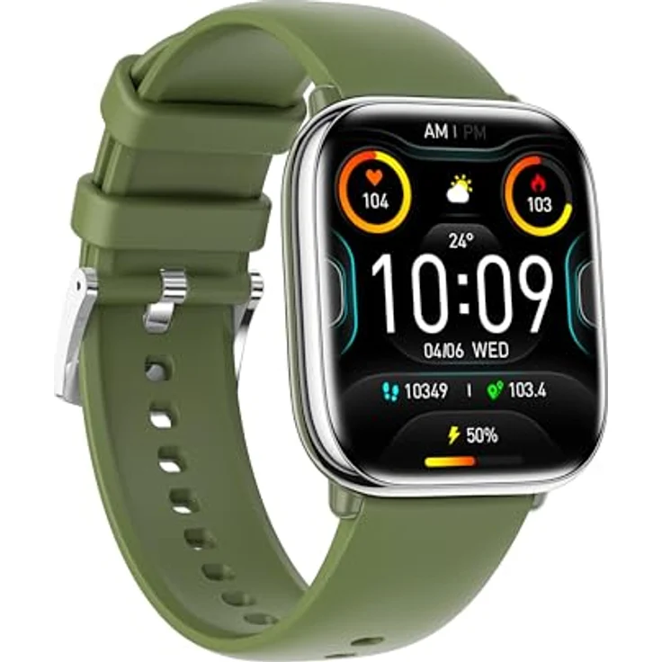 myPhone Watch Pastel silver/greenwood, Smartwatch mit Gesundheitsüberwachung und Bluetooth-Anrufen, Dunkelgrün – Bild 2