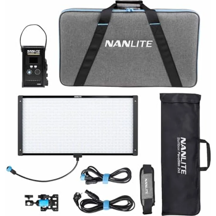 NANLITE PavoSlim 60C Full-Color, Fotostudio-Equipment mit 17620 Lux, 5600 K, CRI 95, TLCI 97, inkl. Softbox und Gitter – Bild 1