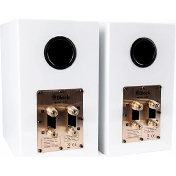 Block S-50 Regallautsprecher Paar, Kevlar 13,5 cm Tiefmitteltöner, 89 dB, 4 Ohm, 45Hz–20kHz, 40W Nennleistung, 100W Impuls, Hochglanz Weiß – Bild 4