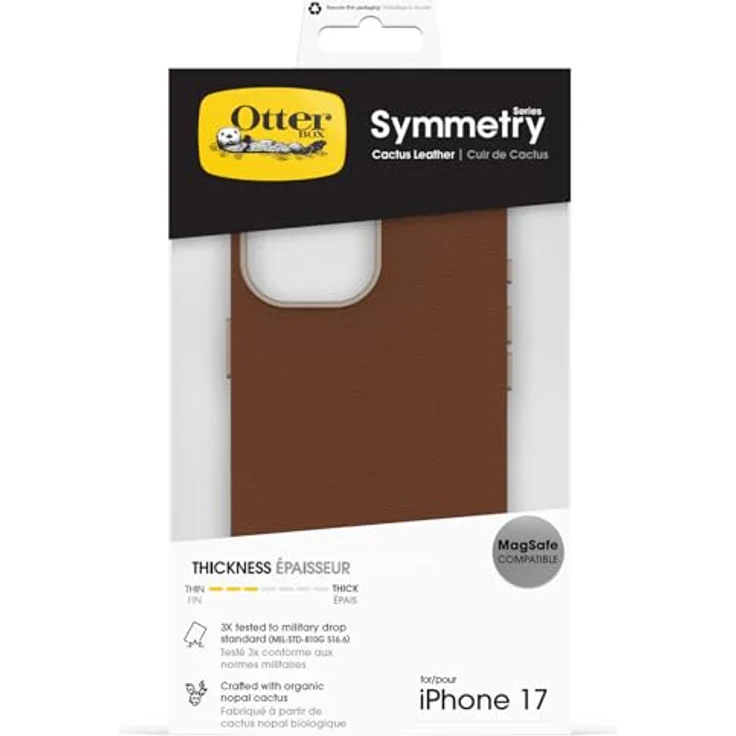 OtterBox Symmetry Series Cactus Leather MagSafe Hülle für iPhone 17, stoßfest, dünne Schutzhülle, 3X Militärstandard, Braun – Bild 5