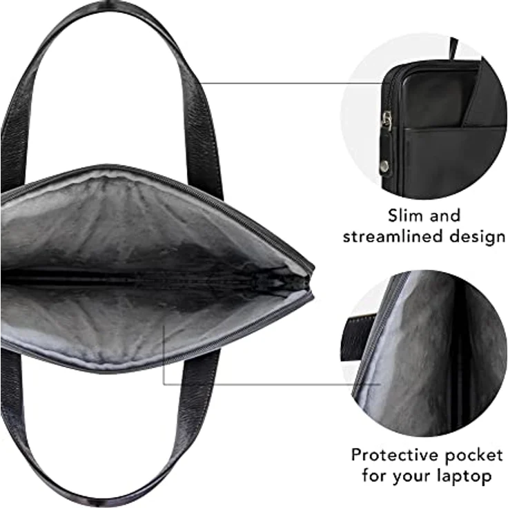 dbramante1928 - Silkeborg Laptoptasche für Damen & Herren 13 Zoll - Tasche mit Zwei strukturierten Ledergriffen - Aus robustem, hochwertigem Vollnarbenleder - Black N.E. (2nd Gen) – Bild 3