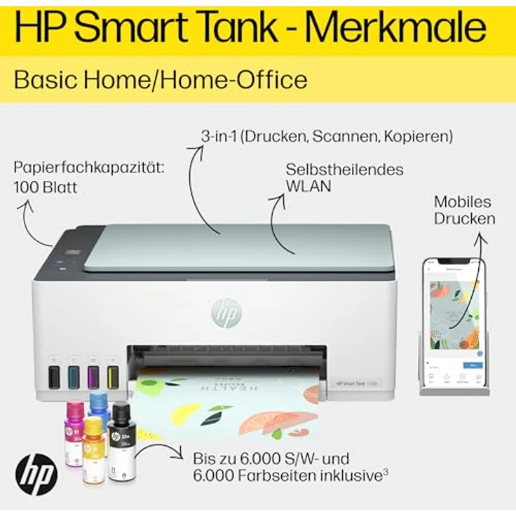 HP Smart Tank 5108, 3-in-1 Multifunktionsdrucker mit WLAN, mobilem Drucken, 3 Jahre Tinte und Garantie, hoher Seitenreichweite, langlebiger Tintentank und hoher Druckqualität – Bild 2