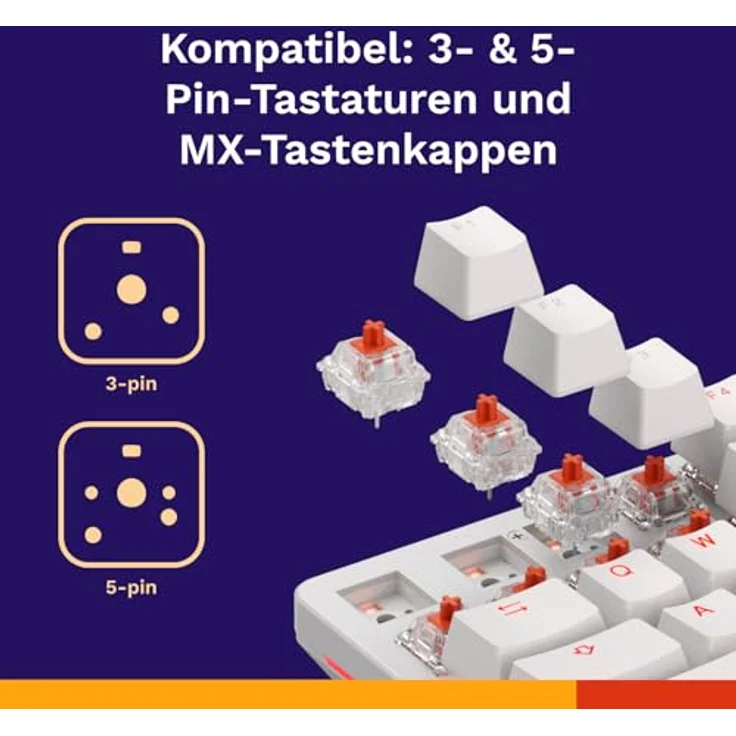 Glorious Fox Standard Switches, mechanisch, 3-Pin, linear, MX-Stem, 45g - lubed, 110 Stück – Bild 5