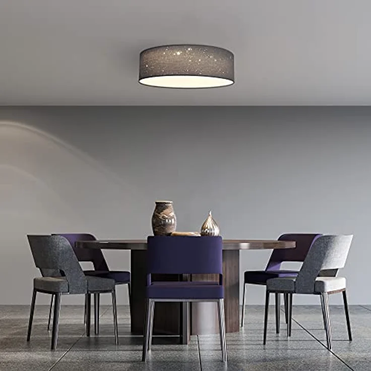Navaris LED Deckenleuchte 32cm - Dimmbar Farbtemperaturwechsel Fernbedienung - 22W Stoff Hellgrau Sternenhimmel - Deckenlampe für Wohnzimmer Schlafzimmer Kinderzimmer - Preisvergleich – Bild 5