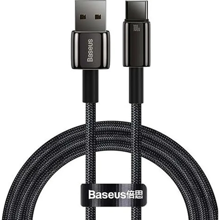 Baseus Tungsten Gold USB-A - USB-C Kabel, 100W, 480Mb/s, 1m, schwarz (CAWJ000001)