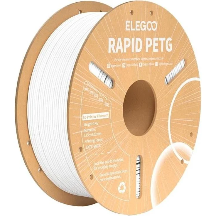 Elegoo Rapid PETG Filament, 1000 g, weißes 3D-Druckmaterial aus PETG