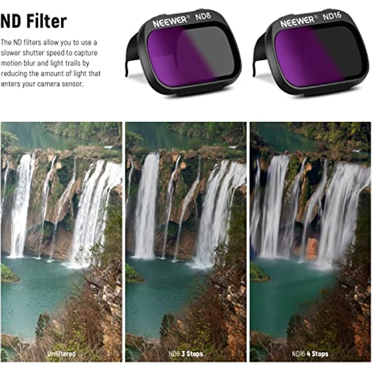 NEEWER ND Filterset 3er Pack, ND8+ND16+CPL für DJI Mavic Mini/Mini 2/Mini SE, mehrfach beschichtetes optisches HD Glas – Bild 2
