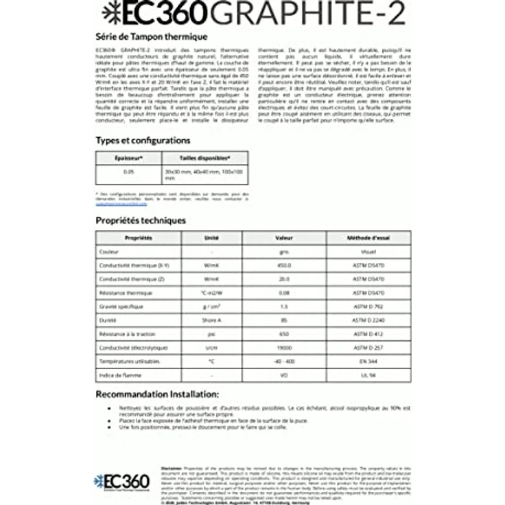 EC360® Graphite-2 Wärmeleitpad 20W/mK, 40 x 40 x 0,05 mm, langlebig und einfach zu installieren – Bild 5