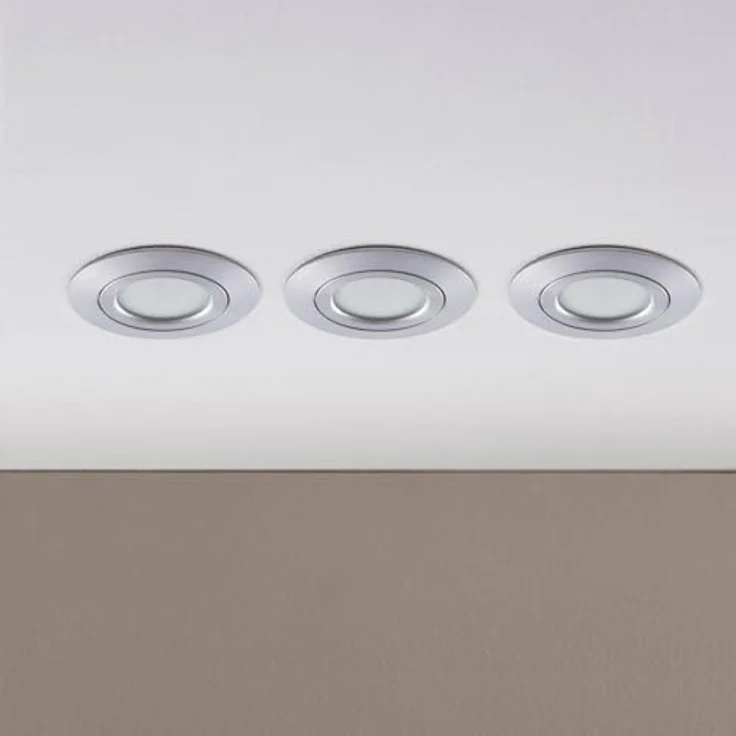 Lampenwelt 3er Set LED Einbaustrahler 'Andrej' (Modern) in Alu für Wohnzimmer & Esszimmer (3 flammig, A+, inkl. Leuchtmittel) - Einbauleuchte, Deckenleuchte, Wandleuchte, warmweißes Licht – Bild 5