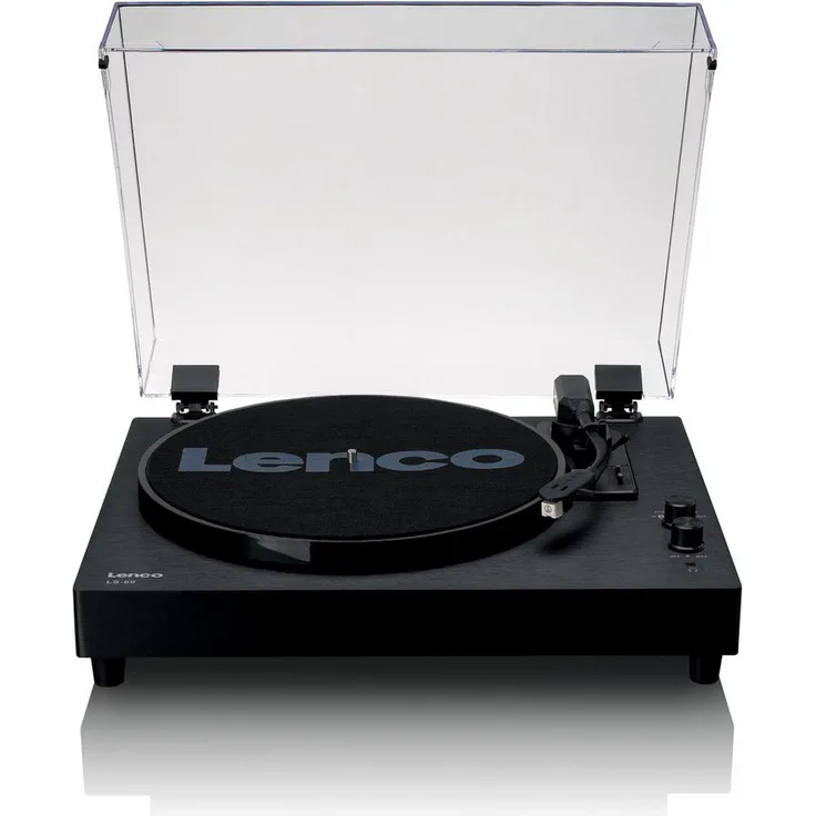 Lenco LS-60BK Plattenspieler, Riemenantrieb mit Bluetooth 5.0, integrierten Lautsprechern und AT-3600 Tonabnehmer, schwarz