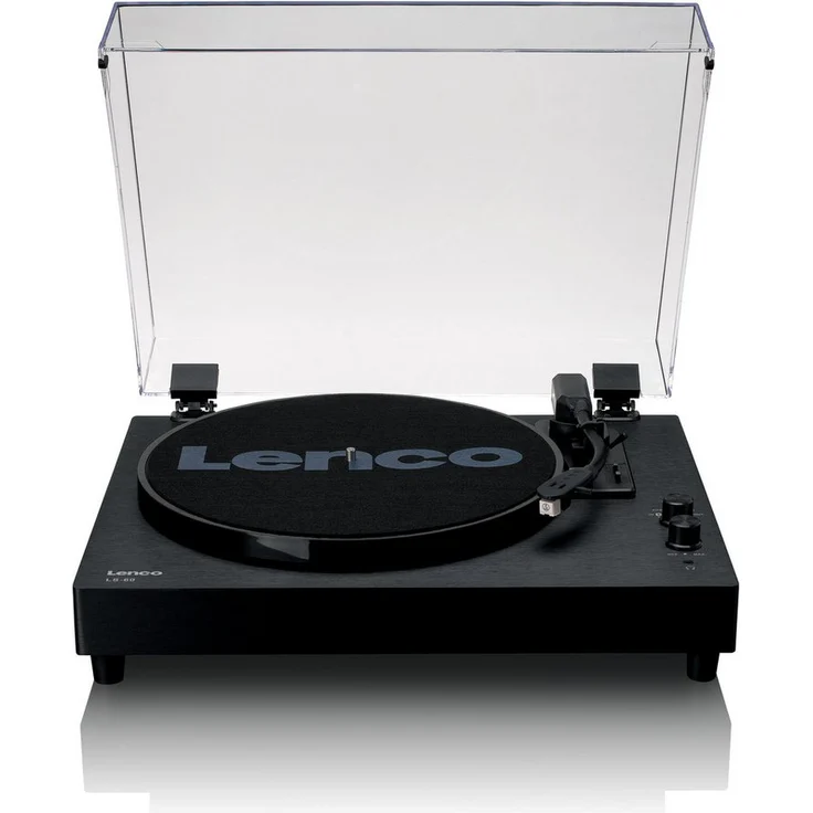 Lenco LS-60BK Plattenspieler, Riemenantrieb mit Bluetooth 5.0, integrierten Lautsprechern und AT-3600 Tonabnehmer, schwarz