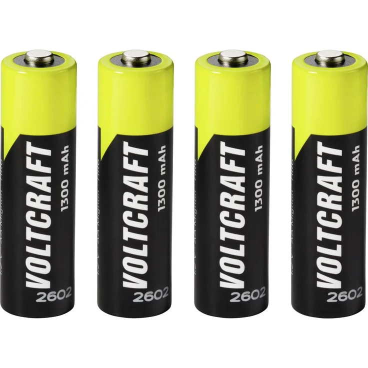 VOLTCRAFT Mignon (AA) NiMH Akku 1300 mAh 1.2V, 4er-Set Ready to use mit minimaler Selbstentladung