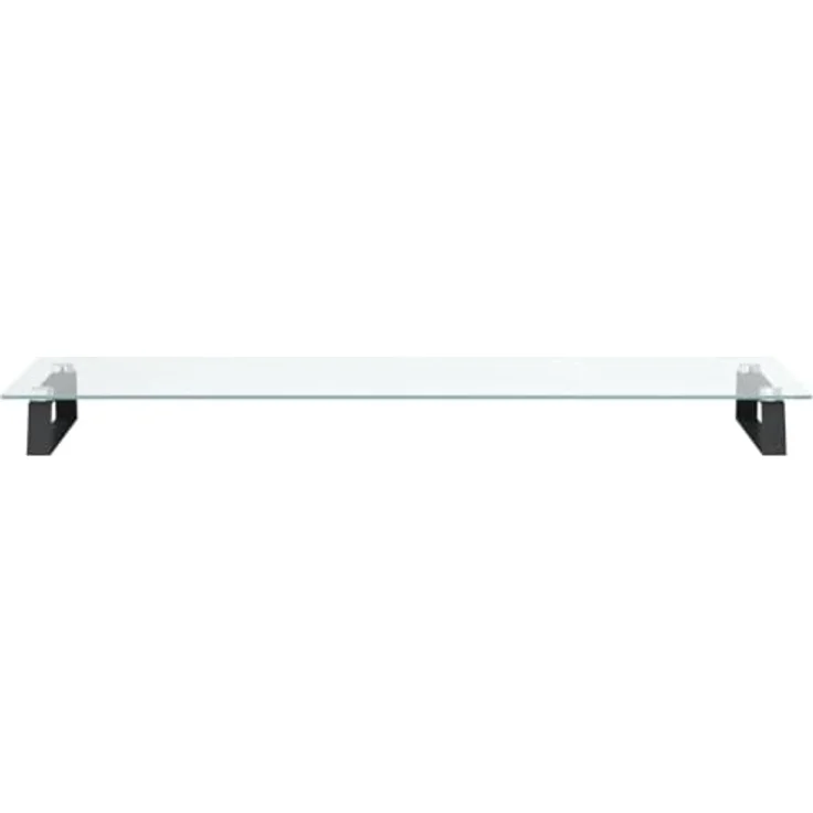 vidaXL Monitorständer, Monitorerhöhung mit Stauraum aus Hartglas und Metall, ergonomisches Design, Schwarz 100x35x8cm – Bild 4