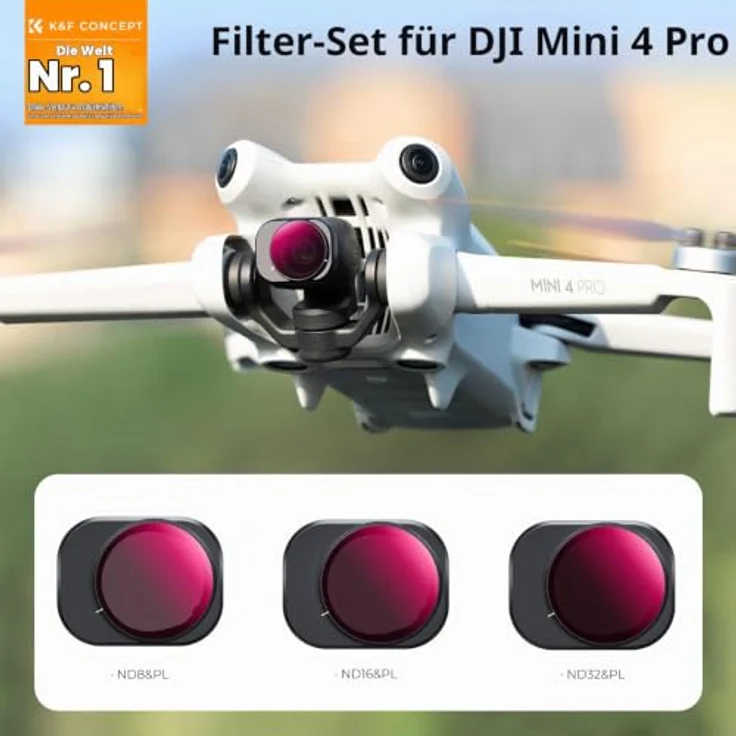 K&F Concept Mini 4 Pro ND/PL Filterset, 3 Stück ND8&PL, ND16&PL, ND32&PL, kompatibel mit DJI Mini 4 Pro, ultraleicht, kratzfest, wasserdicht – Bild 2