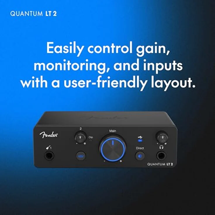 Fender Quantum LT 2, 2x2 USB-C Audio-Schnittstelle mit 24 Bit/192 kHz, MAX-HD Mikrofonvorverstärker und Loopback-Audio für kleine Ensembles und Multi-Source-Aufnahmen – Bild 5