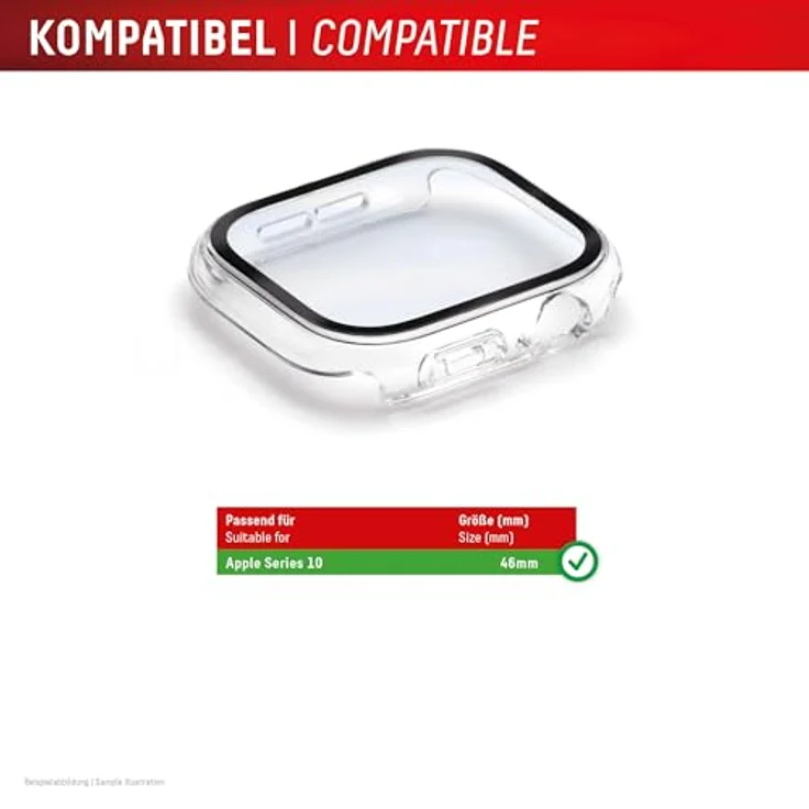 Displex 10H Panzerglas für Apple Watch 10/11 (46mm), IP68 Wasserdicht, Transparenter Full Body Schutz, Snap-On Montage, Rundum Displayschutz – Bild 3