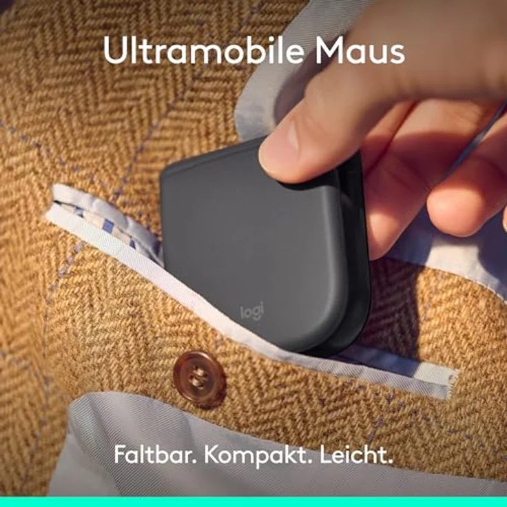 LOGITECH Mobi Fold kabellose Faltbare Maus, ultramobile kompakte Maus mit 4K DPI-Abtastung, Graphite – Bild 2