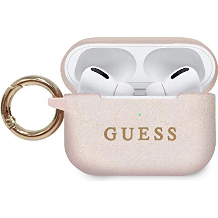 CG MOBILE Guess Silicone Airpods Pro Cover mit Ring und gedrucktem Logo, pink