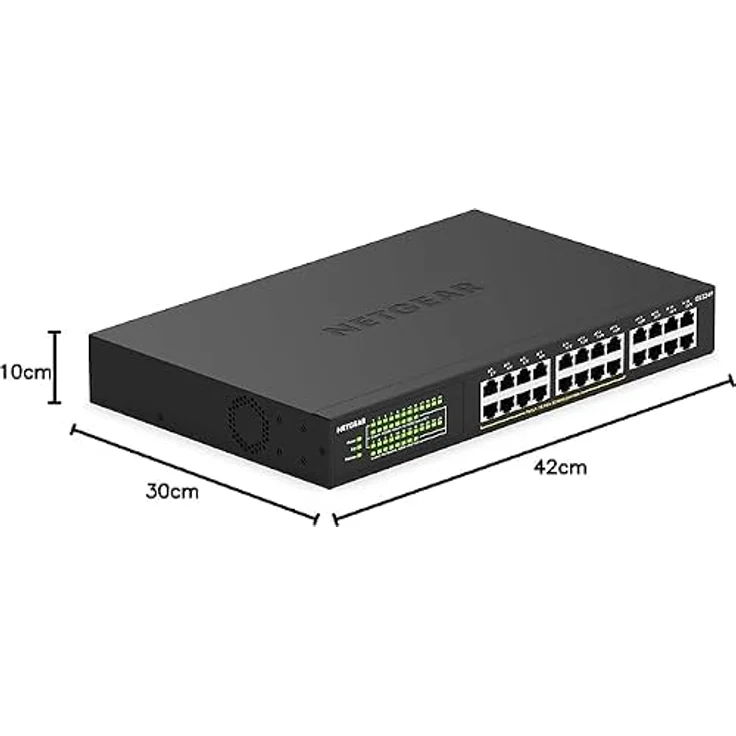 Netgear GS324P 24 Port Gigabit Ethernet LAN PoE Switch (mit 16x PoE+ 190W, Plug-and-Play, Desktop- oder Rack-Montage, robustes Metallgehäuse) – Bild 5