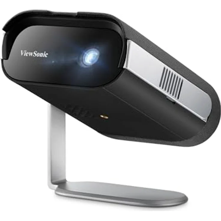 ViewSonic M1 Max, Tragbarer Smart LED Beamer mit Full HD 1080p, Google TV, 200 ANSI Lumen, 360° Projektion, Eingebauter Akku, Auto Fokus, H/V Keystone
