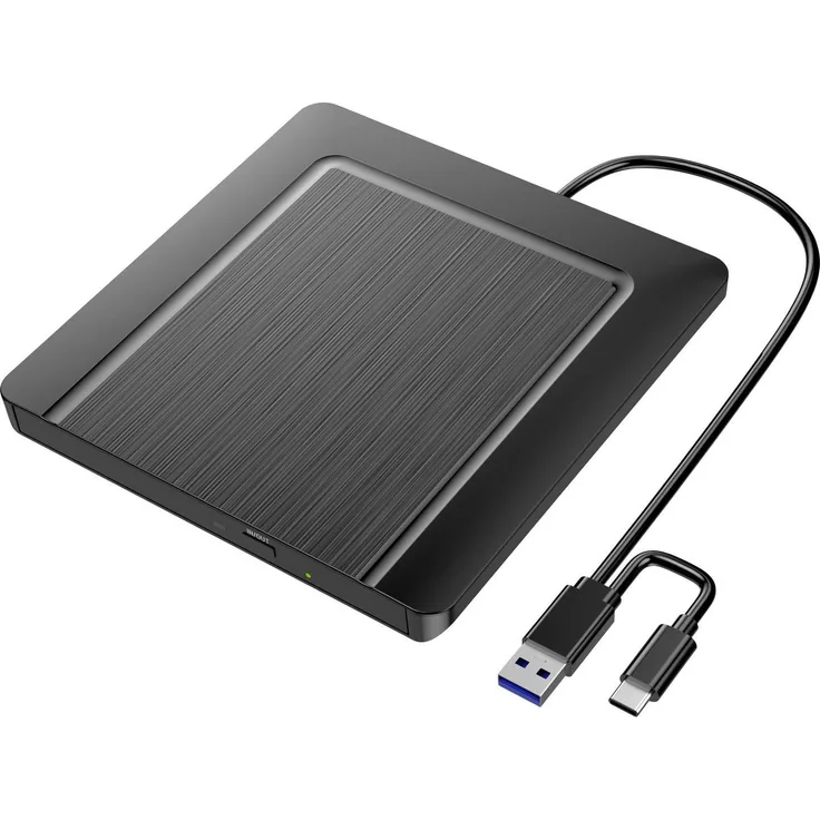 XLYNE DVD-Brenner 570502, Externes slim Laufwerk mit USB 2.0, schwarz, kompatibel mit Windows, macOS und Linux