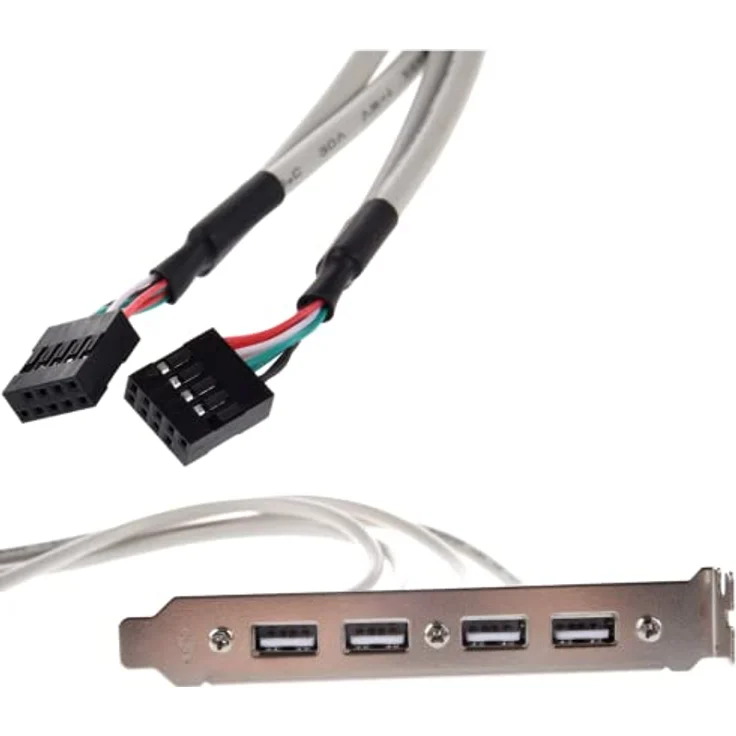 Aukson P89 USB 2.0 Slotblech, 2X 9-Pin Mainboard Header auf 4X USB-Typ-A Buchsen, Erweiterungskabel für PC-Gehäuse mit PCI-Steckplatzabdeckung – Bild 4