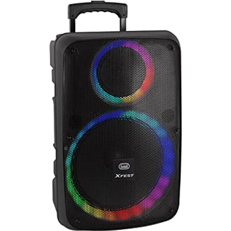 Trevi XF 1250 KB, Tragbarer Bluetooth Lautsprecher mit Mikrofon und Discolight-LED, Schwarz – Bild 3
