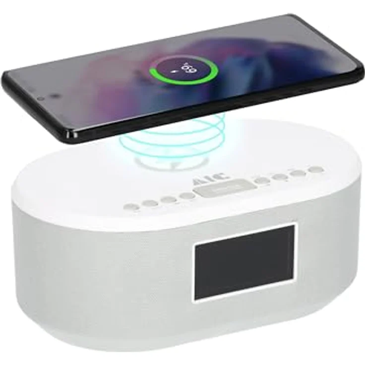 AIC Radiowecker DAB mit Ladefunktion Bluetooth QI Funktion USB Dual Alarm 18DAB Weiss, Wecker mit kabellosem Laden und kristallklarem DAB/DAB+ Radio – Bild 2