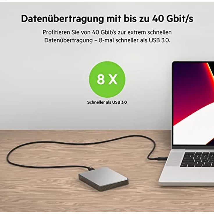 Belkin Thunderbolt 4-Kabel INZ002bt2MBK, USB-C 40Gb/s, 100W, 2m, schwarz – Bild 2