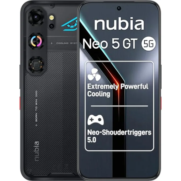 NUBIA NEO 5 GT, Smartphone mit 256 GB Speicher, Schwarz, Dual SIM