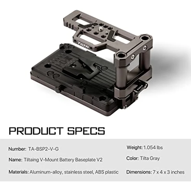 Tilta ing V-Mount Akku Grundplatte V2 (Tilta Gray) - Kamera-Zubehör mit V-Mount Batterieplatte und verstellbarer Steig-Bodenplatte – Bild 3