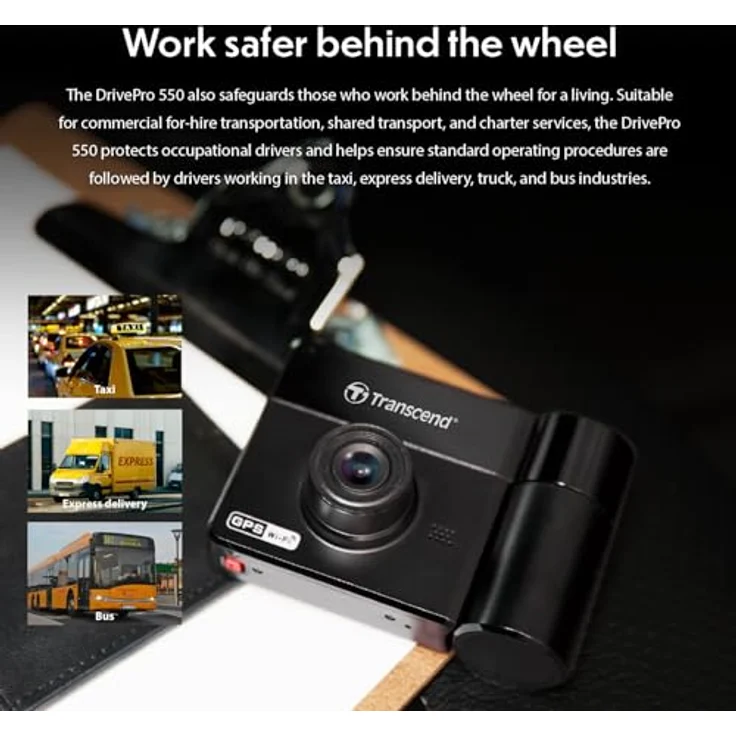 Transcend DrivePro 550 Dashcam, 2K Ultra HD, 128GB MicroSD, Schwarz, mit GPS und WLAN – Bild 7