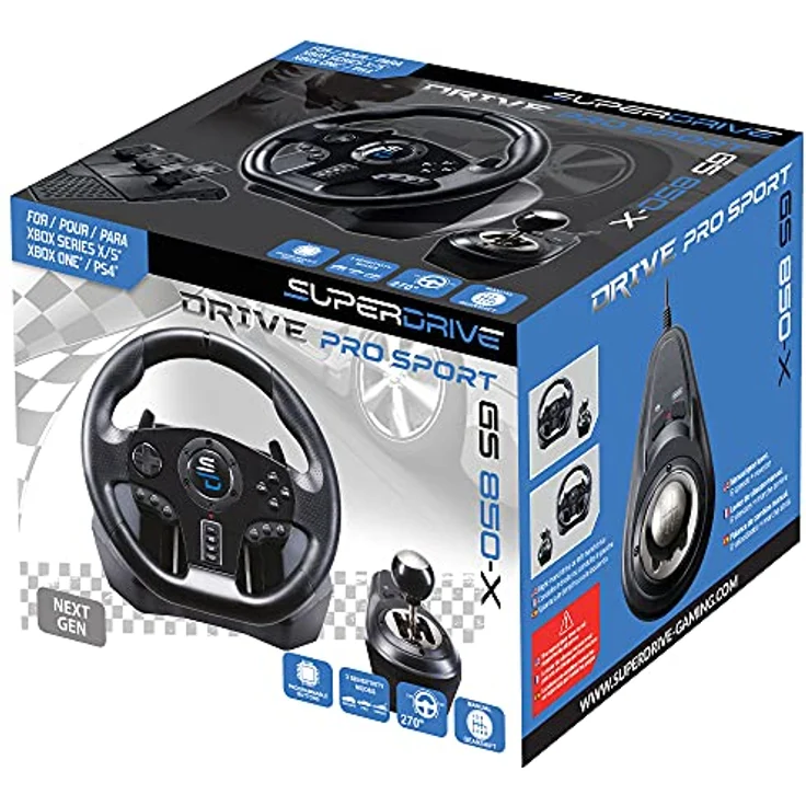 Subsonic- Gs850-X Rennlenkrad mit manuellem Schalthebel, 3 Pedalen, Schaltwippen für Xbox Series X/S, PS4, Xbox One (programmierbar für alle Spiele) – Bild 5