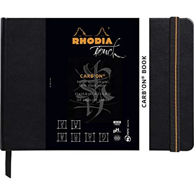 Rhodia Einsteck-Fotoalbum Touch Carb'On book fest A5, 56 Blatt blanko, 120g, schwarz, säurefrei und lichtbeständig – Bild 1
