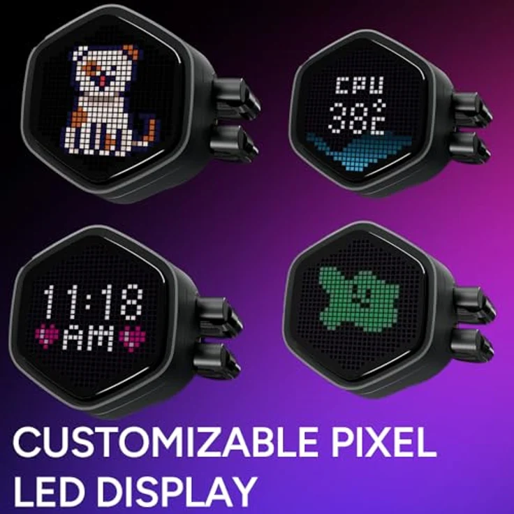 Cooler Master MasterLiquid 360 Atmos II, All-in-One CPU Wasserkühler mit RGB Pixel LCD, Schwarz – Bild 4