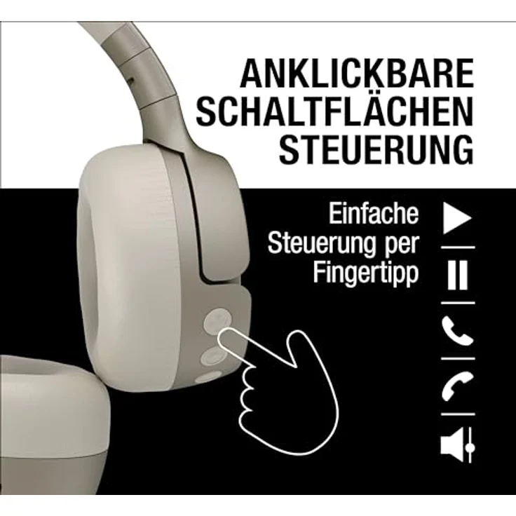 Fresh 'n Rebel Code Fuse, Bluetooth-Kopfhörer on-Ear, kabellos, 30 Stunden Spielzeit, mit Mikrofon und Sprachassistent, Lautstärkeregler und Wiedergabe/Pause-Tasten, faltbar (Silky Sand) – Bild 3