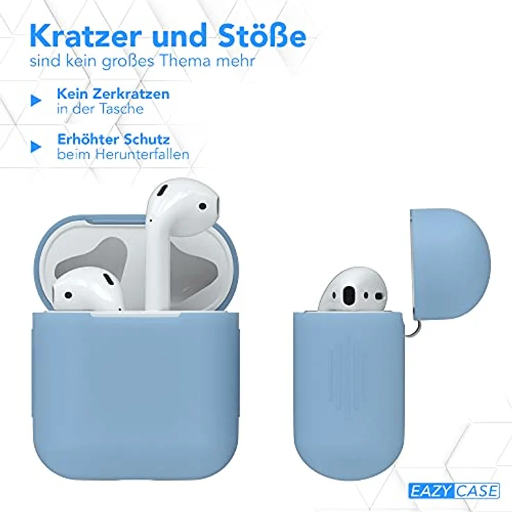 EAZY CASE Kopfhörer-Schutzhülle Silikon Hülle für Apple AirPods 1 & 2, Blau/Helllblau, Rutsch- und stoßfeste Silikontasche – Bild 4