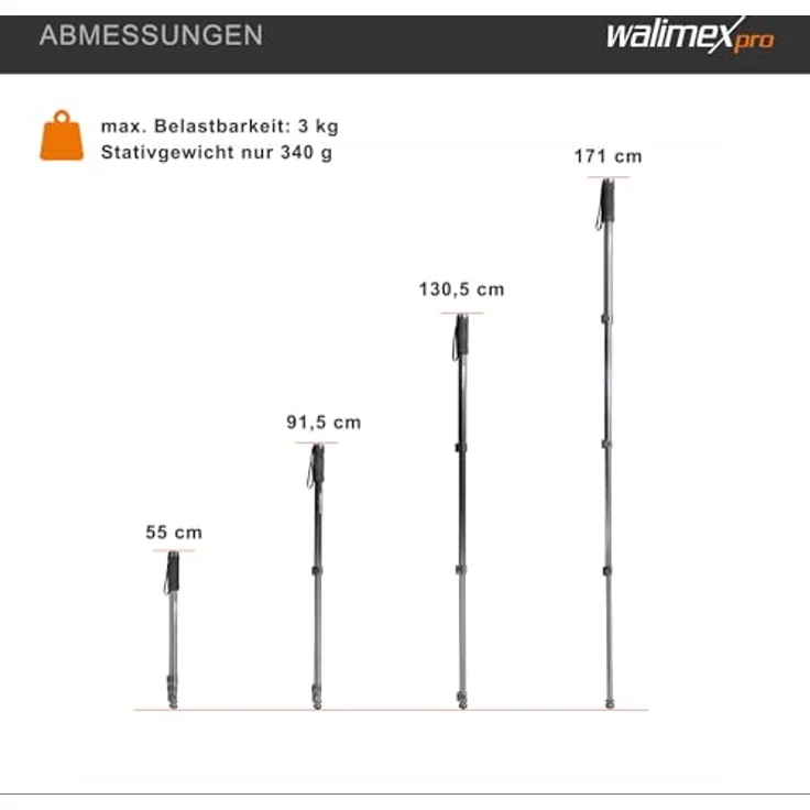 Walimex pro WT-1003 Basic-Einbeinstativ, 171cm – Bild 5