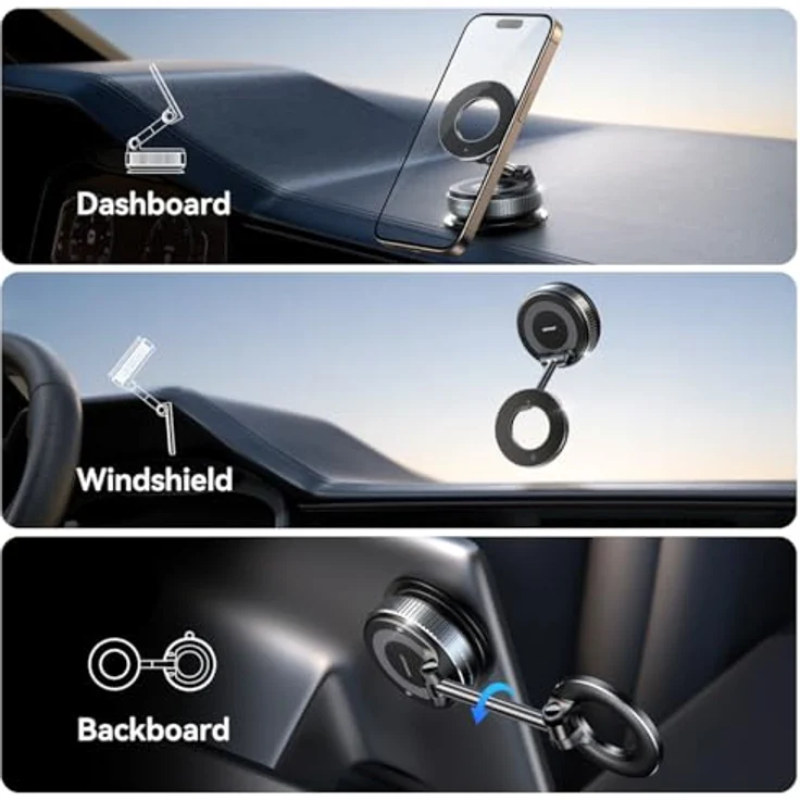 Joyroom JR-ZS501, Magnetischer Auto-Handyhalter mit Vakuumsaugnapf, Schwarz, geeignet für 4,7-7,0 Zoll Smartphones, faltbar und drehbar – Bild 9