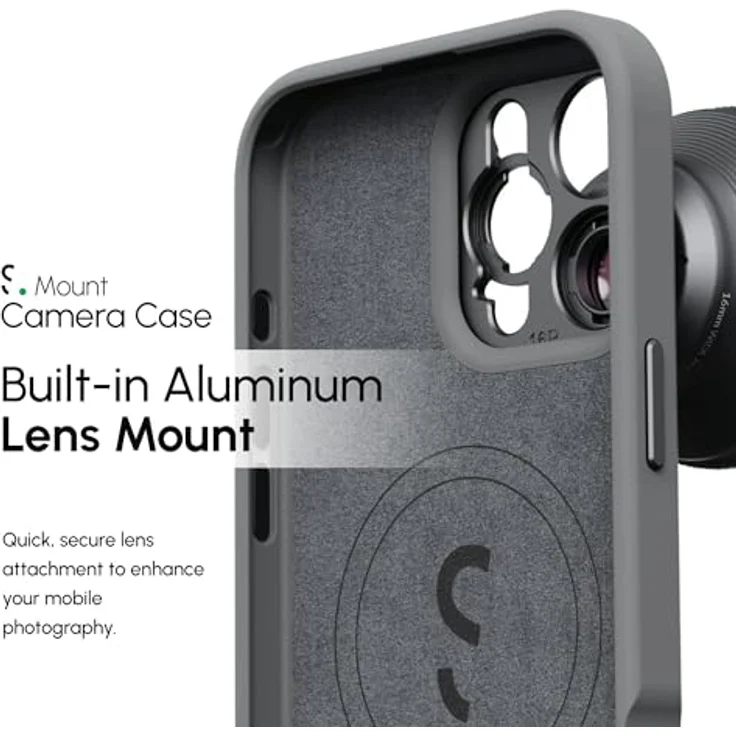 ShiftCam Kameratasche für iPhone 16 Pro Max, Dunkelgrau, mit integrierter Objektivhalterung, magnetischer Tasche und S-Mount System für schnelle & sichere Objektivwechsel – Bild 2